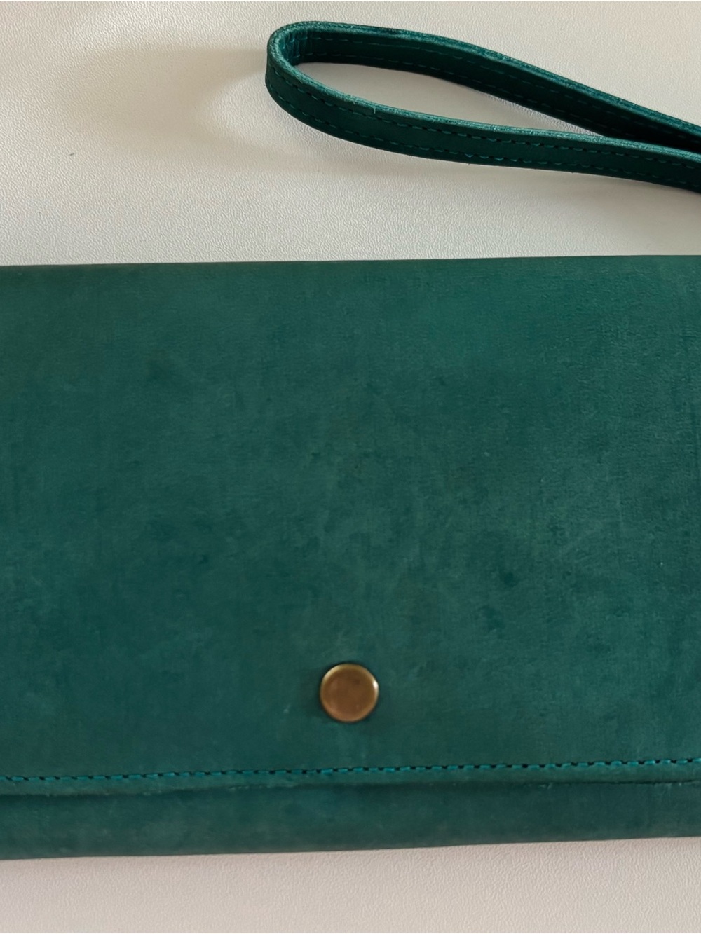ABLE Local + Global Emerald Green Wristlet Clutch with Gold Snap